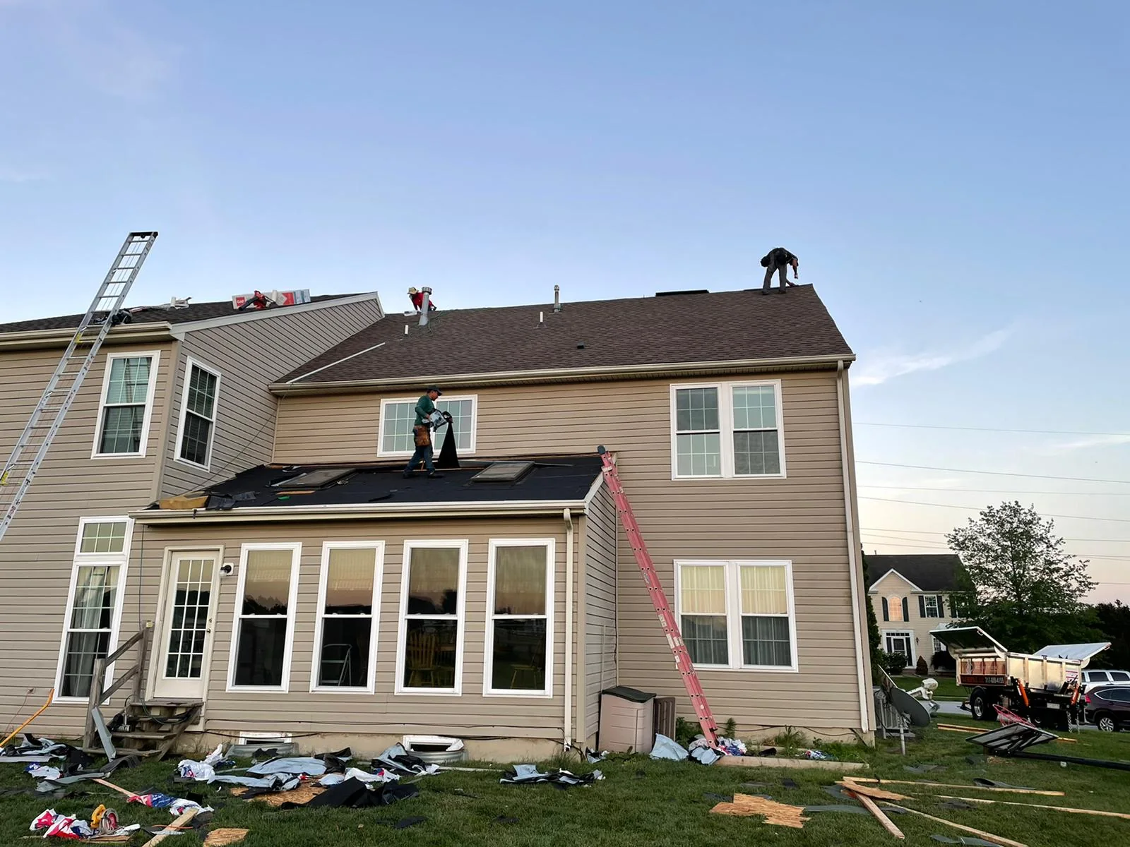 Rear of a home during exterior construction