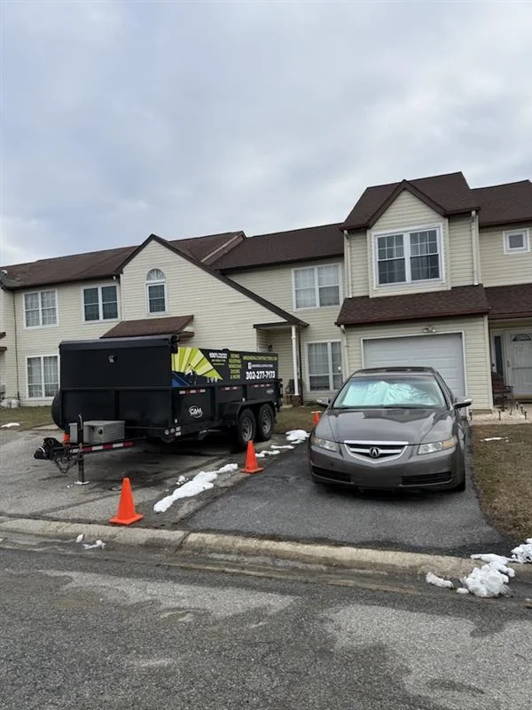 Contractor vehicles outside a residential project
