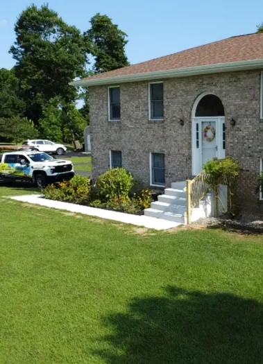 Exterior view of a home during roofing work