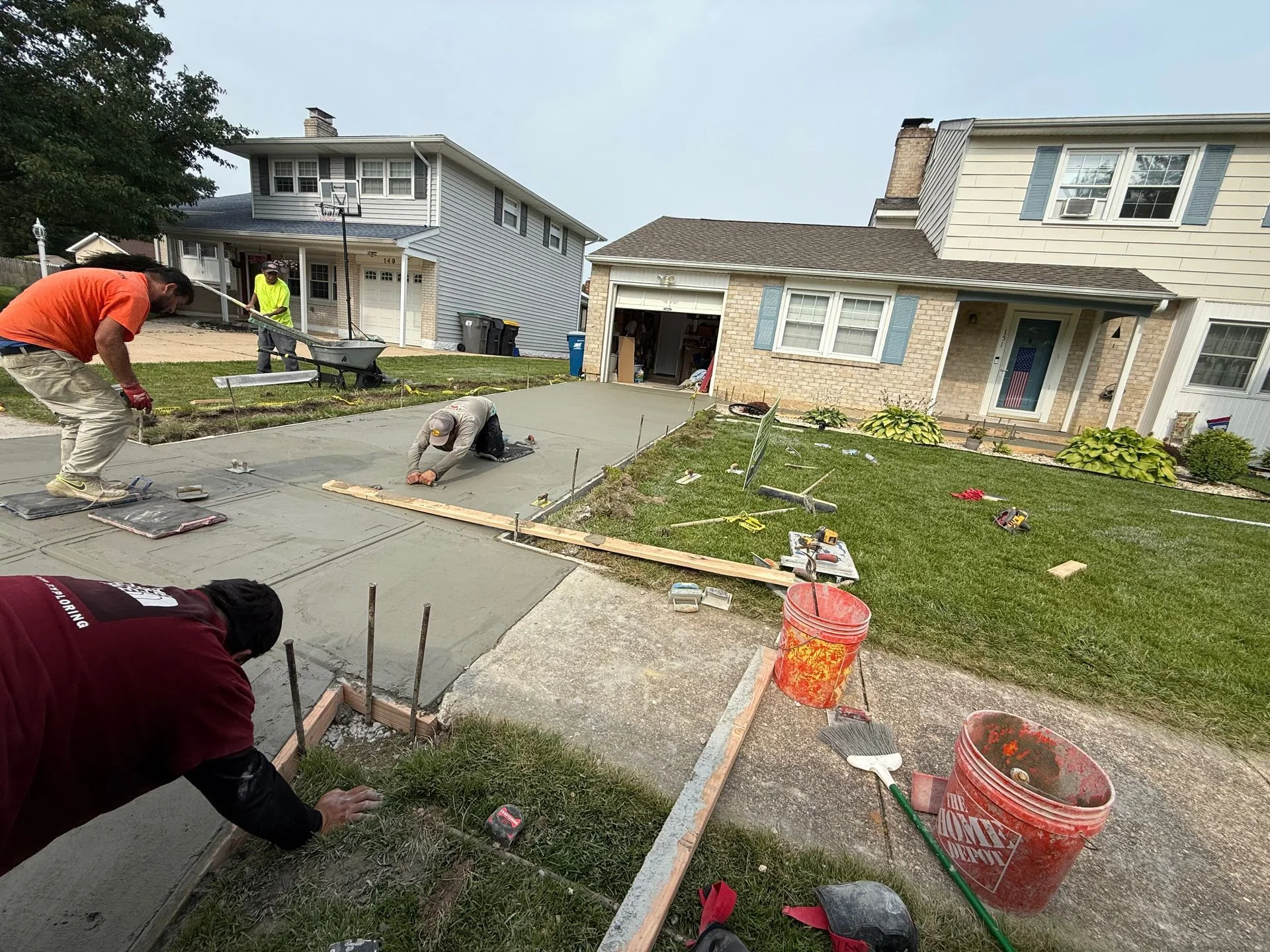 Crew preparing a residential concrete project